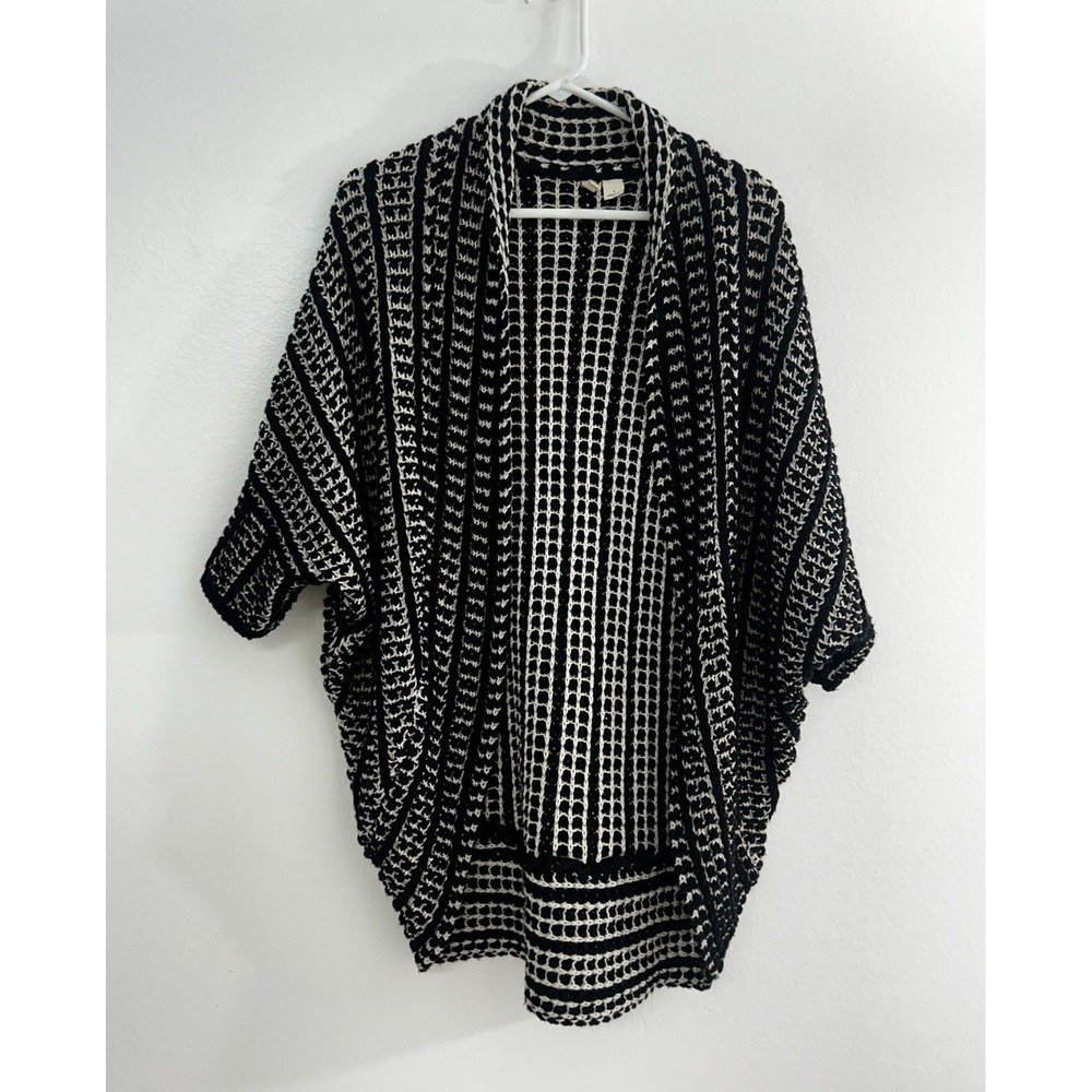 Anthropologie Moth Maija Wool Blend Cocoon Cardigan Sweater Women S Black White‎